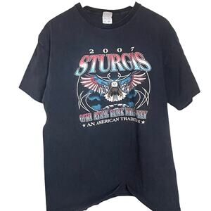 Vintage Y2k 2007 Biker Sturgis Black Hills Double Print T Shirt - XL